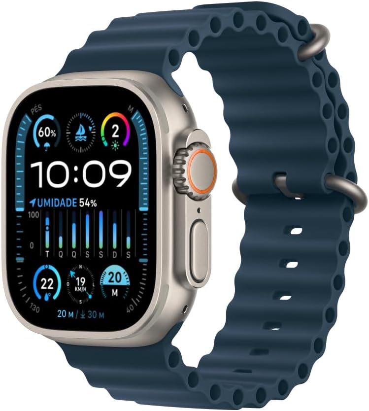 Apple Watch Ultra 2 GPS + Cellular • Caixa de titânio – 49 mm • Pulseira Oceano azul