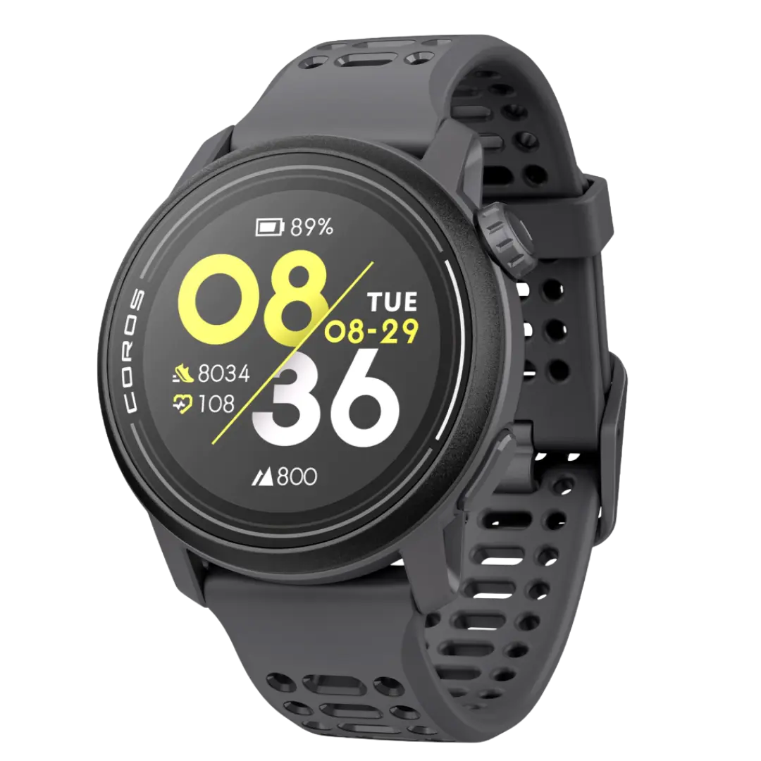 COROS PACE 3 preto — vista frontal, tela Memory LCD Always-On touchscreen