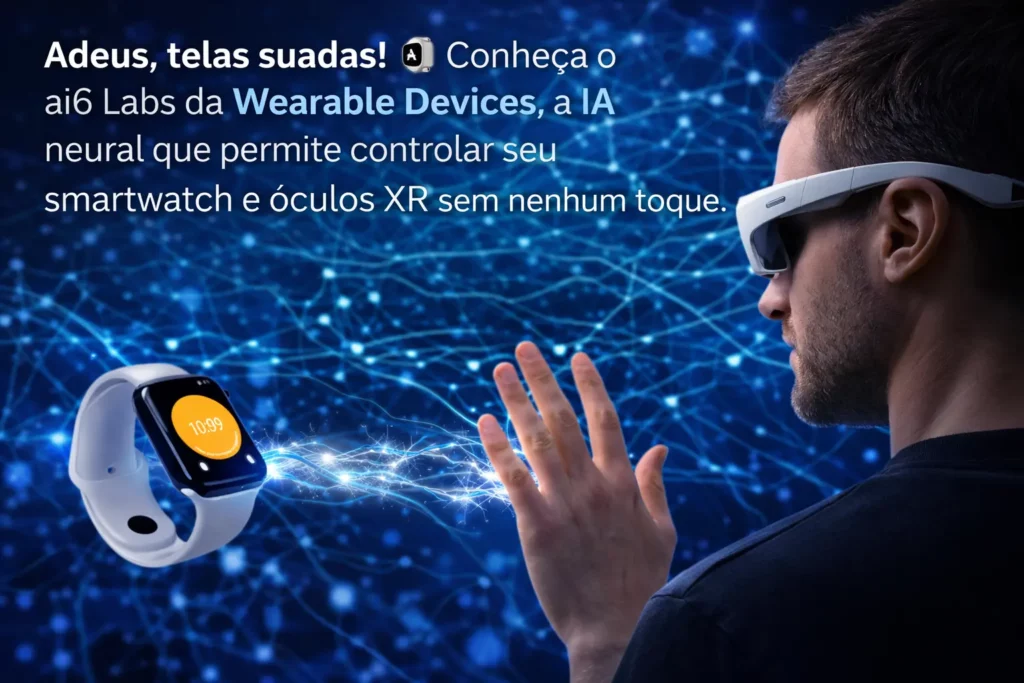 homem interagindo com wearables sem toque